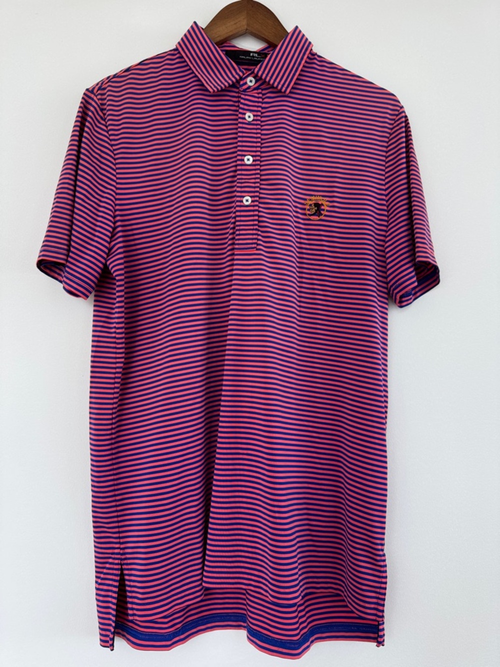 Ralph Lauren Pink and Navy Slim-Stripe Polo